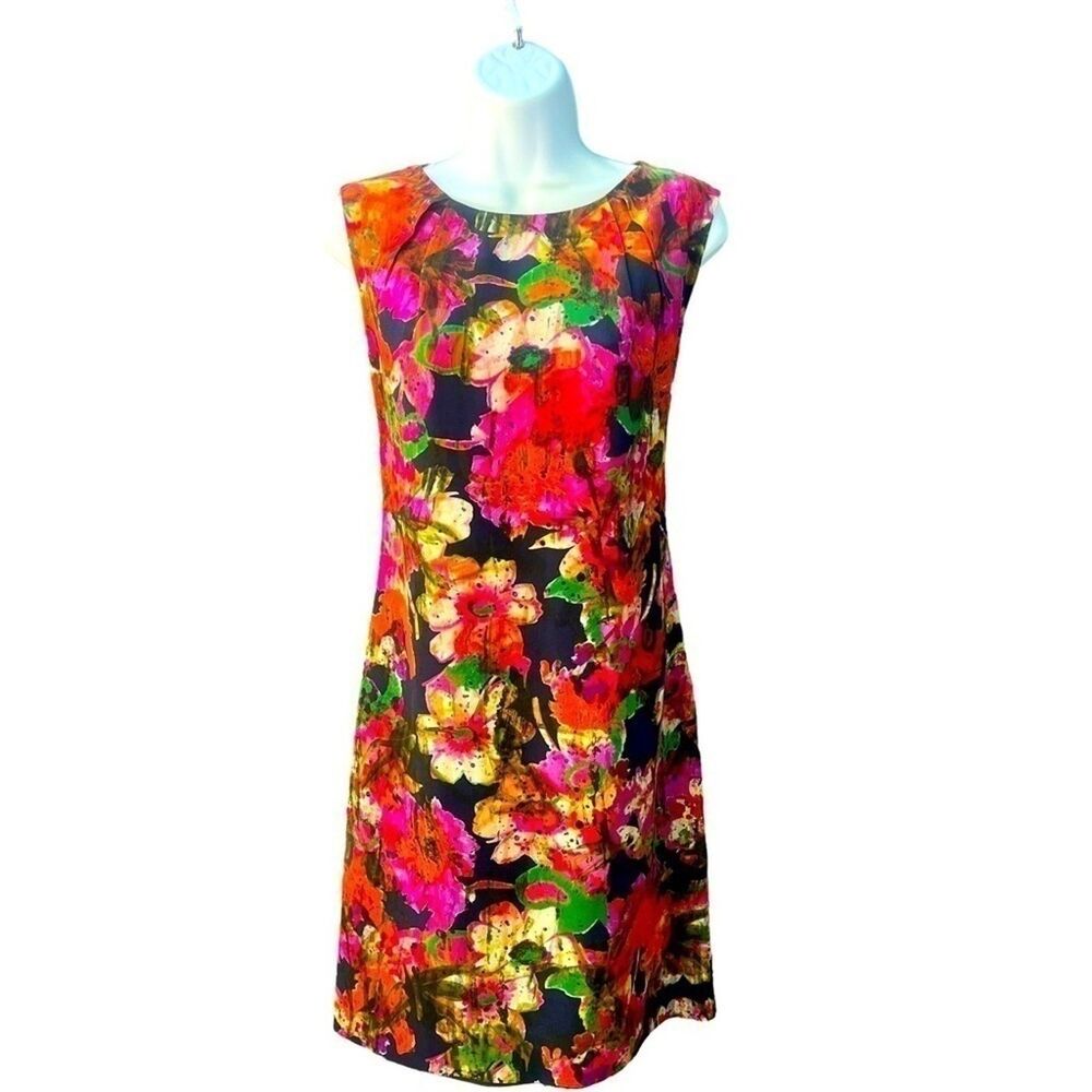 ERDEM Silk Sleeveless Shift Dress US 8 Floral Luxury Designer Cottage Summer